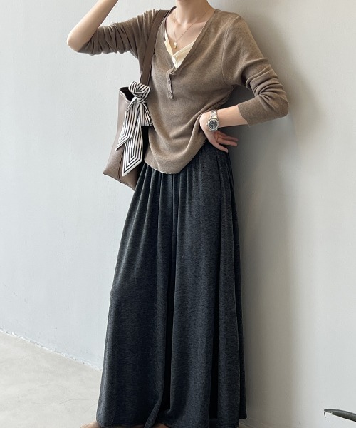 Alum'（アルム）の「レイヤード風ヘンリーネックトップス（ニット/セーター・レディース・ブラック系その他/アイボリー/ブラック/ベージュ・FREE）」の21枚目の写真