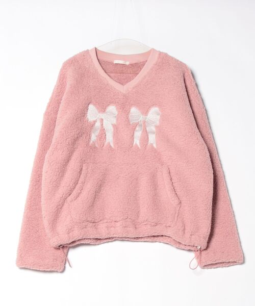 frunco（フランコ）の「リボン刺繍ボアトレーナー（スウェット・レディース・ブラック/アイボリー/ピンク/ベージュ・FREE）」の4枚目の写真