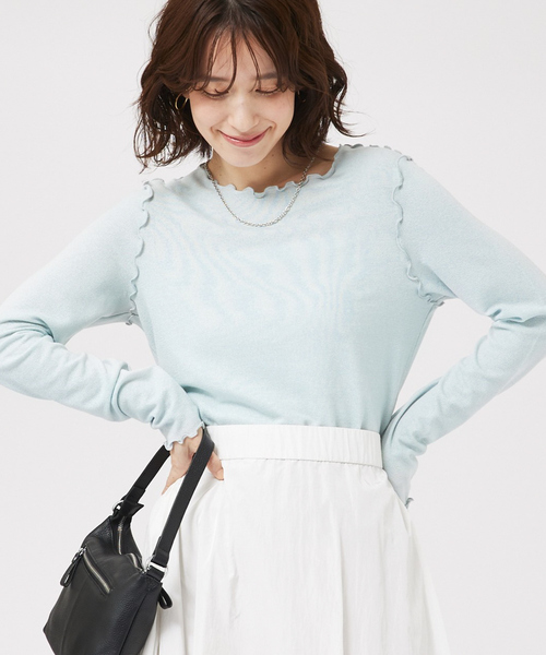 abahouse mavie（アバハウスマヴィ）の「スパークナイロンクルーネックプルオーバー/春服（Tシャツ/カットソー・レディース・ブラック/サックスブルー/アイボリー/ホワイト・フリー）」の4枚目の写真