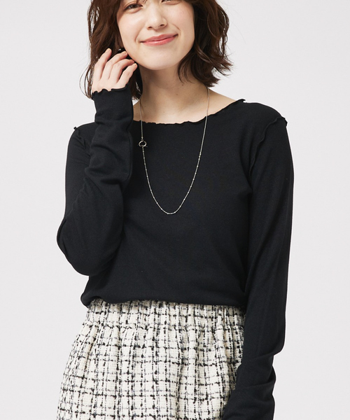 abahouse mavie（アバハウスマヴィ）の「スパークナイロンクルーネックプルオーバー/春服（Tシャツ/カットソー・レディース・ブラック/サックスブルー/アイボリー/ホワイト・フリー）」の3枚目の写真