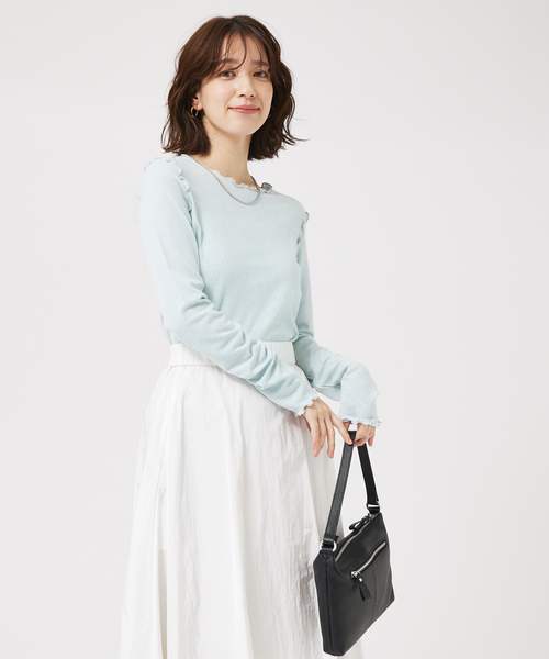 abahouse mavie（アバハウスマヴィ）の「スパークナイロンクルーネックプルオーバー/春服（Tシャツ/カットソー・レディース・ブラック/サックスブルー/アイボリー/ホワイト・フリー）」の12枚目の写真