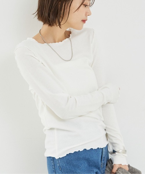 abahouse mavie（アバハウスマヴィ）の「スパークナイロンクルーネックプルオーバー/春服（Tシャツ/カットソー・レディース・ブラック/サックスブルー/アイボリー/ホワイト・フリー）」の2枚目の写真