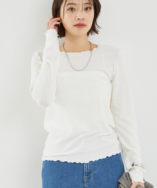 abahouse mavie（アバハウスマヴィ）の「スパークナイロンクルーネックプルオーバー/春服（Tシャツ/カットソー・レディース・ブラック/サックスブルー/アイボリー/ホワイト・フリー）」の8枚目の写真