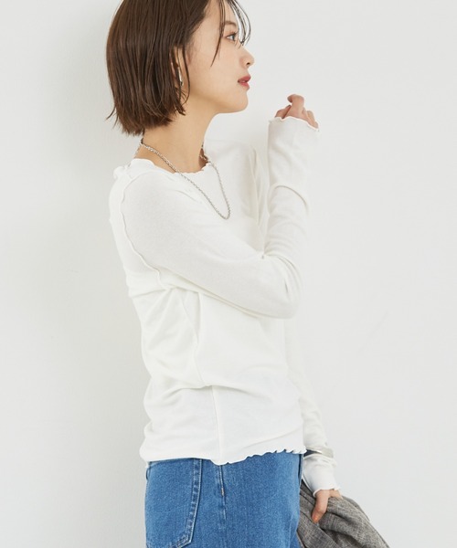 abahouse mavie（アバハウスマヴィ）の「スパークナイロンクルーネックプルオーバー/春服（Tシャツ/カットソー・レディース・ブラック/サックスブルー/アイボリー/ホワイト・フリー）」の9枚目の写真