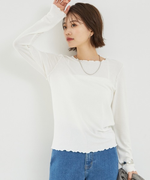 abahouse mavie（アバハウスマヴィ）の「スパークナイロンクルーネックプルオーバー/春服（Tシャツ/カットソー・レディース・ブラック/サックスブルー/アイボリー/ホワイト・フリー）」の10枚目の写真