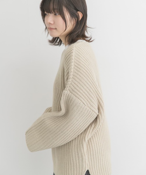 EKAL（エカル）の「片畔ボートネックプルオーバー（ニット/セーター・レディース・レッド/オフホワイト/ベージュ・ONE）」の13枚目の写真