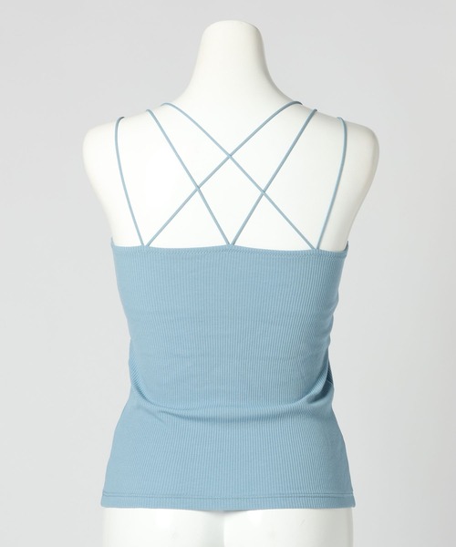 bijorie（ビジュリィ）の「【bijorie】カップ付きバッククロスキャミ／NEW BASIC 25SS（キャミソール・レディース・カーキ/ブラック/サックスブルー/オフホワイト・MEDIUM/LG/LARGE）」の16枚目の写真