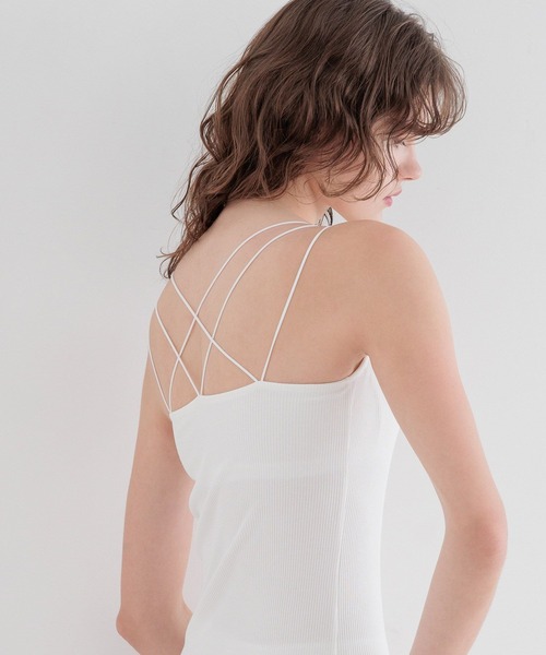 セール】【bijorie】カップ付きバッククロスキャミ／NEW BASIC 25SS