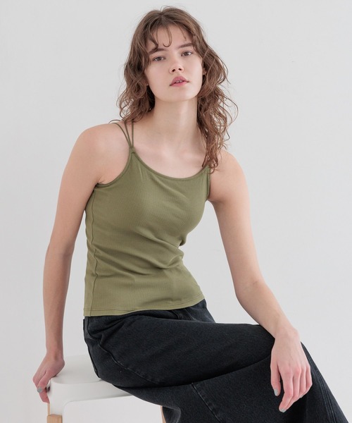 bijorie】カップ付きバッククロスキャミ／NEW BASIC 25SS