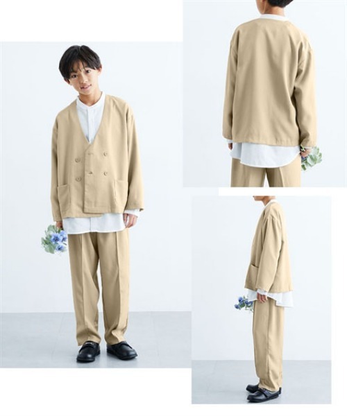 QUNTSTYLE（キュントスタイル）の「ノーカラースーツ セットアップ　(110～160cm)（スーツセット・キッズ・ベージュ/ブラック/杢グレー/ネイビー・110/130/120/160/150/140）」の20枚目の写真