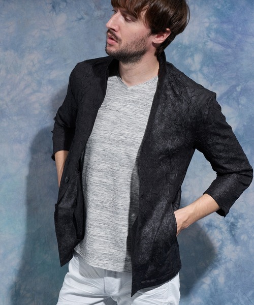 HIDEAWAYS NICOLE(ハイダウェイニコル)の「ポリエステルタフタワッシャー7分袖ジャケット(その他アウター・メンズ・ネイビー/ブラック/ライトグレー・X-LARGE/LARGE/MEDIUM)」の2枚目の写真