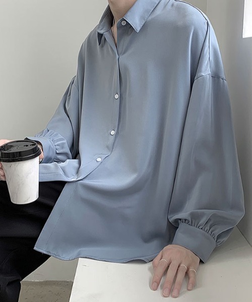 link lot(リンクロット)の「とろみ オーバーサイズルーズシルエットシャツ(シャツ/ブラウス・メンズ・ブルー/ブラック/ホワイト・M/L)」の19枚目の写真