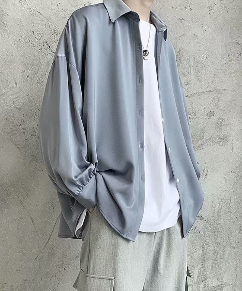 link lot(リンクロット)の「とろみ オーバーサイズルーズシルエットシャツ(シャツ/ブラウス・メンズ・ブルー/ブラック/ホワイト・M/L)」の17枚目の写真