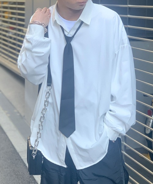 link lot(リンクロット)の「とろみ オーバーサイズルーズシルエットシャツ(シャツ/ブラウス・メンズ・ブルー/ブラック/ホワイト・M/L)」の21枚目の写真