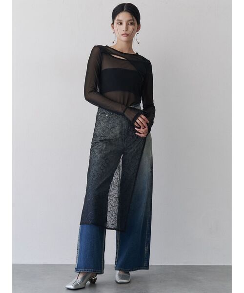 MURUA（ムルーア）の「カラーブロックシアートップス（Tシャツ/カットソー・レディース・ブラック/ベージュ/グリーン/ブルー・FREE）」の13枚目の写真