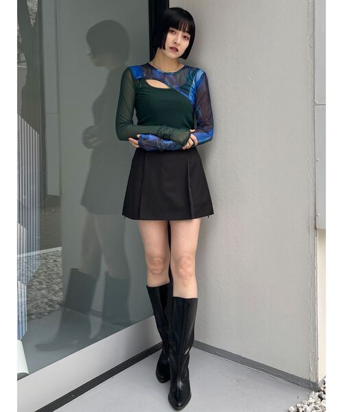 MURUA（ムルーア）の「カラーブロックシアートップス（Tシャツ/カットソー・レディース・ブラック/ベージュ/グリーン/ブルー・FREE）」の6枚目の写真