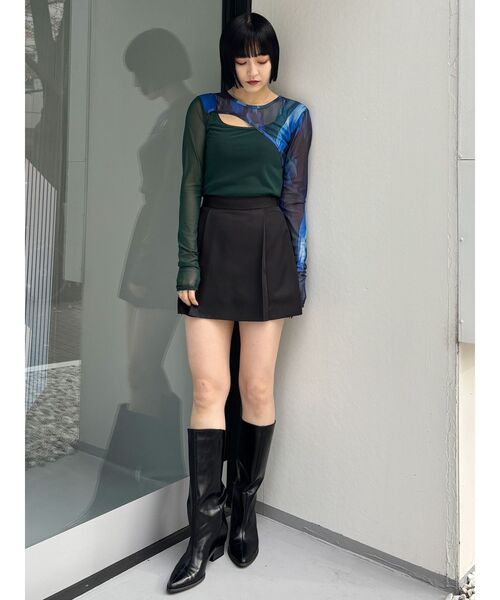 MURUA（ムルーア）の「カラーブロックシアートップス（Tシャツ/カットソー・レディース・ブラック/ベージュ/グリーン/ブルー・FREE）」の7枚目の写真