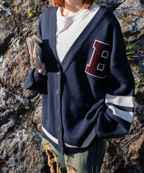 WEGO（ウィゴー）の「WEGO/レタードカーディガン（カーディガン/ボレロ・レディース・グレー/ネイビー・FREE）」の12枚目の写真