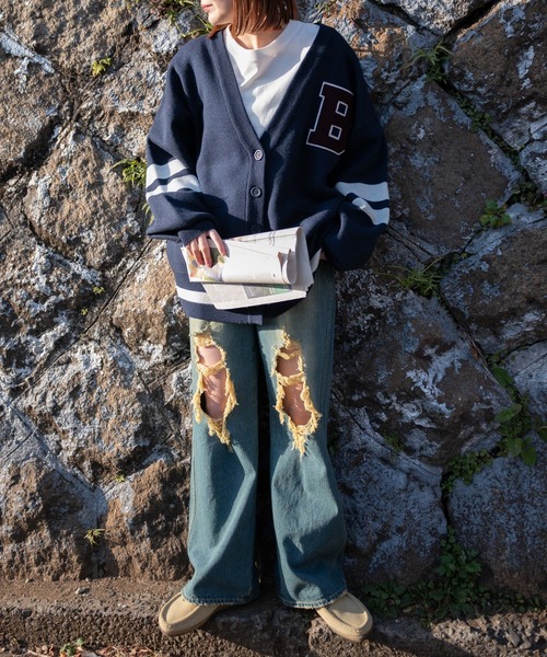 WEGO（ウィゴー）の「WEGO/レタードカーディガン（カーディガン/ボレロ・レディース・グレー/ネイビー・FREE）」の15枚目の写真