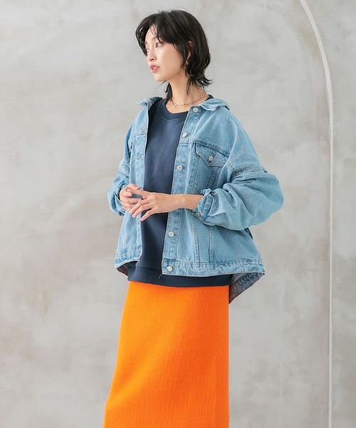 aquagarage(アクアガレージ)の「ビックシルエットデニムジャケット(その他アウター・レディース・ブラック/サックスブルー/インディゴブルー・M)」の16枚目の写真