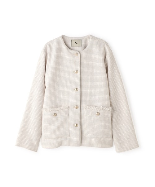 N.（N. Natural Beauty Basic）（エヌエヌナチュラルビューティーベーシック）の「【PS/低身長サイズ】パイピングノーカラーツイードブルゾン（ブルゾン・レディース・オフホワイト/ブラック系その他・MEDIUM/P/S）」の17枚目の写真