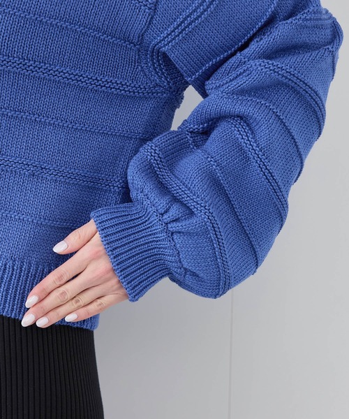 ROPE' PICNIC（ロペピクニック）の「ガーターボーダーショート丈カーディガン（カーディガン/ボレロ・レディース・レッド/ライトグレー/クリーム/ブルー・38）」の22枚目の写真