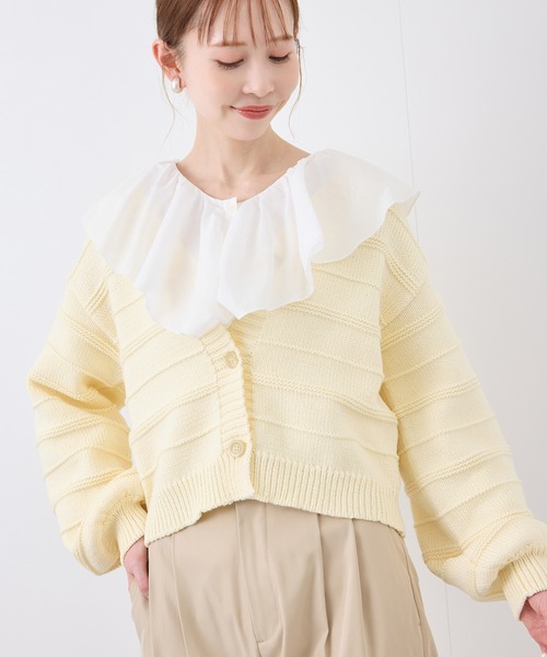 ROPE' PICNIC（ロペピクニック）の「ガーターボーダーショート丈カーディガン（カーディガン/ボレロ・レディース・レッド/ライトグレー/クリーム/ブルー・38）」の21枚目の写真