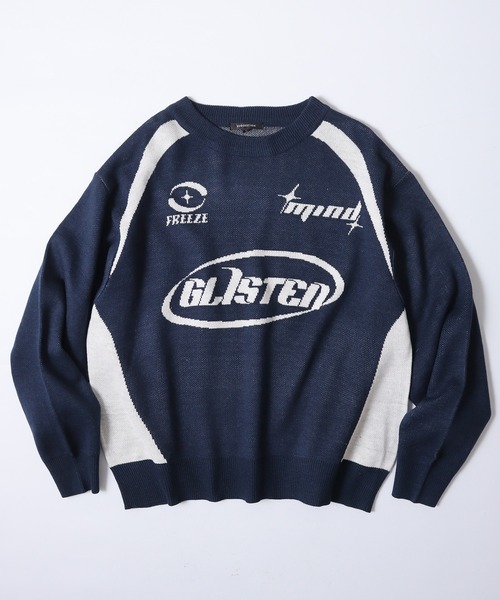 SUGGESTION（サジェッション）の「Soccer design crew neck knit / サッカーデザインクルーネックニット unisex（ニット/セーター・メンズ・ネイビー/オフホワイト/ブラック・M/L）」の3枚目の写真