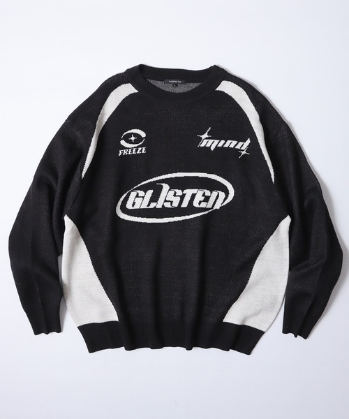 SUGGESTION（サジェッション）の「Soccer design crew neck knit / サッカーデザインクルーネックニット unisex（ニット/セーター・メンズ・ネイビー/オフホワイト/ブラック・M/L）」の2枚目の写真
