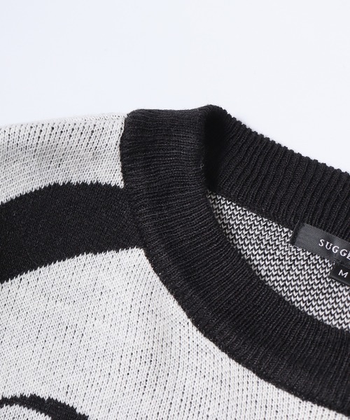 SUGGESTION（サジェッション）の「Soccer design crew neck knit / サッカーデザインクルーネックニット unisex（ニット/セーター・メンズ・ネイビー/オフホワイト/ブラック・M/L）」の4枚目の写真