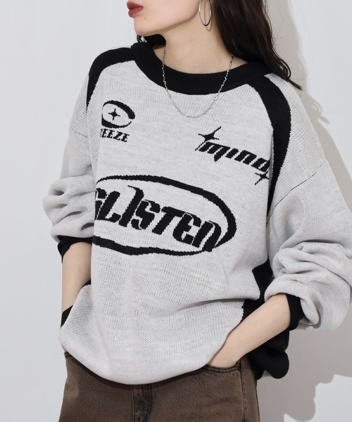 SUGGESTION（サジェッション）の「Soccer design crew neck knit / サッカーデザインクルーネックニット unisex（ニット/セーター・メンズ・ネイビー/オフホワイト/ブラック・M/L）」の14枚目の写真