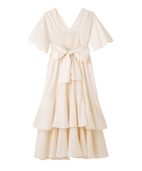 PEACH JOHN(ピーチジョン)の「バックリボンイレヘムワンピ(ワンピース・レディース・ベージュ/ミント/アイボリー・ONE SIZE)」の8枚目の写真