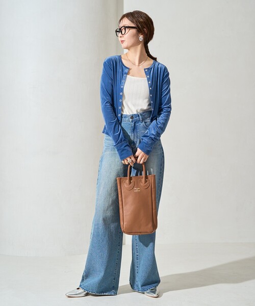 FREAK'S STORE（フリークスストア）の「限定展開　シアー ベロア ボタン カーディガン (セット対応)（カーディガン/ボレロ・レディース・ブラック/ブラウン/ブルー/ナチュラル・ﾌﾘ-）」の16枚目の写真