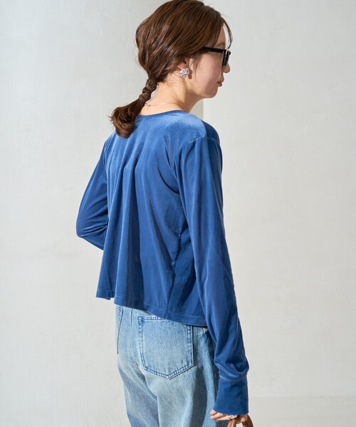 FREAK'S STORE（フリークスストア）の「限定展開　シアー ベロア ボタン カーディガン (セット対応)（カーディガン/ボレロ・レディース・ブラック/ブラウン/ブルー/ナチュラル・ﾌﾘ-）」の21枚目の写真