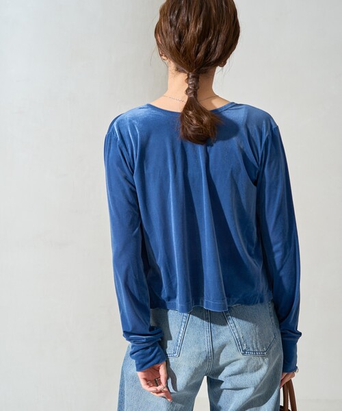 FREAK'S STORE（フリークスストア）の「限定展開　シアー ベロア ボタン カーディガン (セット対応)（カーディガン/ボレロ・レディース・ブラック/ブラウン/ブルー/ナチュラル・ﾌﾘ-）」の22枚目の写真