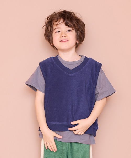 Life Support Products（ライフサポートプロダクツ）の「パイルVネックベスト（ベスト・キッズ・グリーン/ブラウン/ネイビー・90/100/110/120/130）」の4枚目の写真