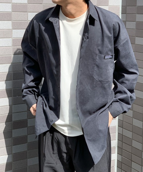 link lot(リンクロット)の「ワンポイントルーズビッグシルエットシャツ(シャツ/ブラウス・メンズ・ブラック/グレー/ネイビー/ホワイト・M/L)」の7枚目の写真