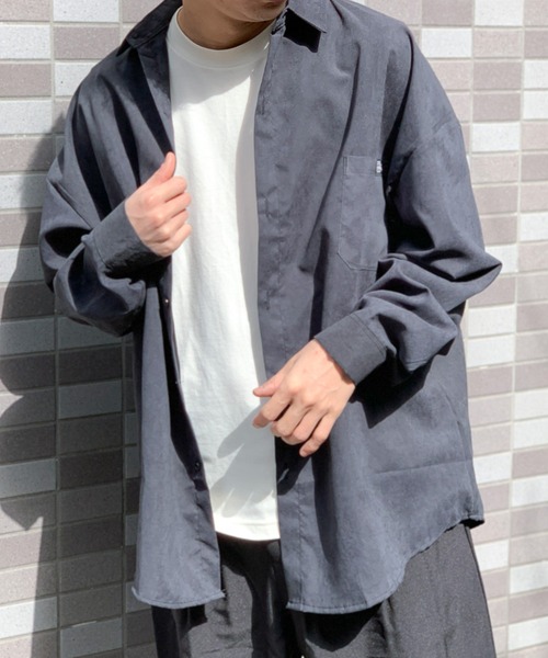 link lot(リンクロット)の「ワンポイントルーズビッグシルエットシャツ(シャツ/ブラウス・メンズ・ブラック/グレー/ネイビー/ホワイト・M/L)」の8枚目の写真