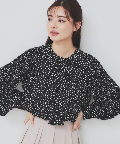 セール】ボウタイプリーツスリーブ柄アソートブラウス【洗濯機可