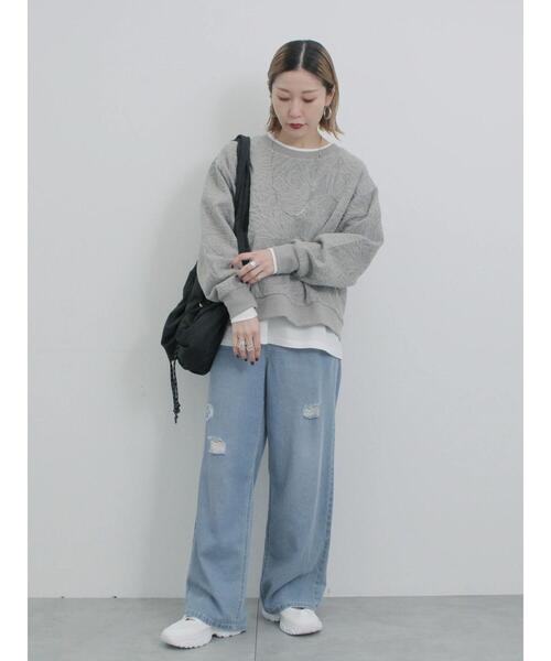 Samansa Mos2 blue（サマンサモスモスブルー）の「ドロストバルーントートバッグ（ハンドバッグ・レディース・ブラック/ライトベージュ/グレー・F）」の19枚目の写真