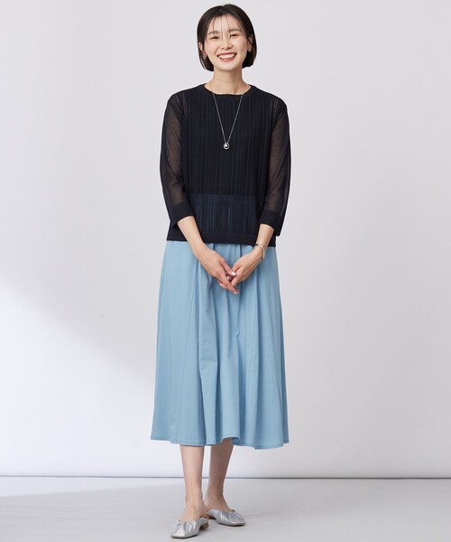 J.PRESS(ジェイプレス)の「【WEB限定カラーあり・洗える】Vis/Peスパーク シアー ニット(ニット/セーター・レディース・サックスブルー系/アイボリー系/ネイビー系/ブラウン系・MEDIUM/LARGE)」の9枚目の写真