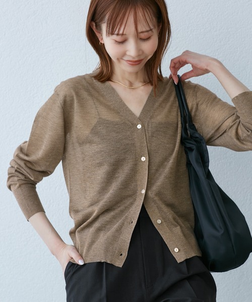 ROPE' PICNIC（ロペピクニック）の「LEVITAシアーニットカーディガン（カーディガン/ボレロ・レディース・ブラック/ライトグレー/その他2/ベージュ・38）」の4枚目の写真