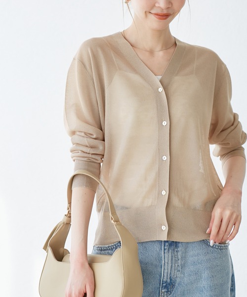 ROPE' PICNIC（ロペピクニック）の「LEVITAシアーニットカーディガン（カーディガン/ボレロ・レディース・ブラック/ライトグレー/その他2/ベージュ・38）」の3枚目の写真