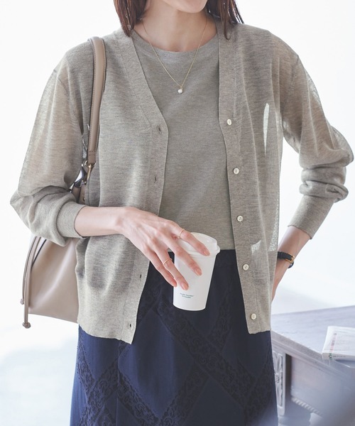 ROPE' PICNIC（ロペピクニック）の「LEVITAシアーニットカーディガン（カーディガン/ボレロ・レディース・ブラック/ライトグレー/その他2/ベージュ・38）」の2枚目の写真
