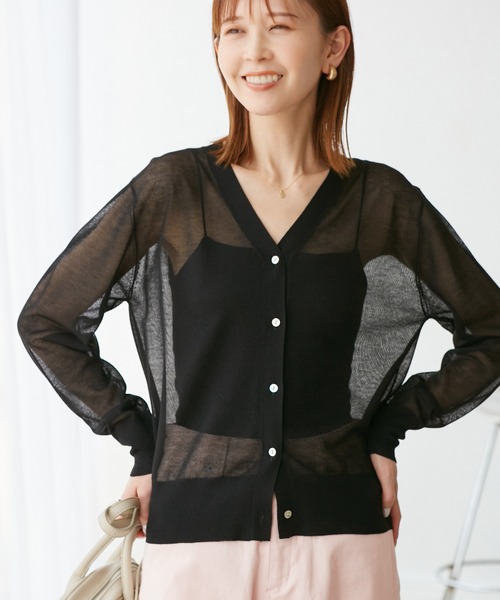 ROPE' PICNIC（ロペピクニック）の「LEVITAシアーニットカーディガン（カーディガン/ボレロ・レディース・ブラック/ライトグレー/その他2/ベージュ・38）」の17枚目の写真