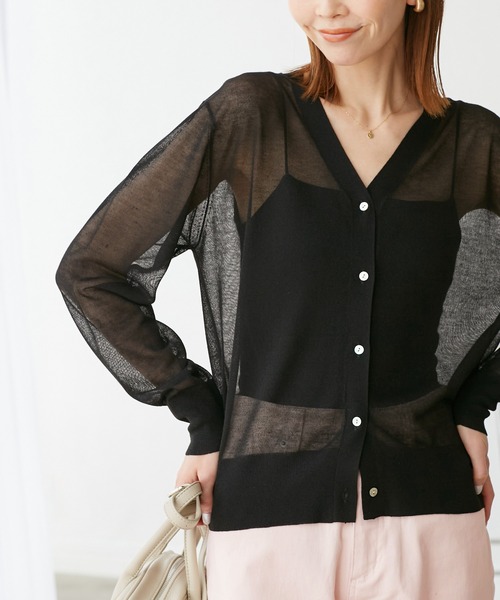 ROPE' PICNIC（ロペピクニック）の「LEVITAシアーニットカーディガン（カーディガン/ボレロ・レディース・ブラック/ライトグレー/その他2/ベージュ・38）」の18枚目の写真