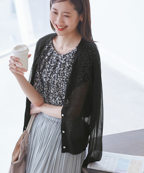 ROPE' PICNIC（ロペピクニック）の「LEVITAシアーニットカーディガン（カーディガン/ボレロ・レディース・ブラック/ライトグレー/その他2/ベージュ・38）」の9枚目の写真