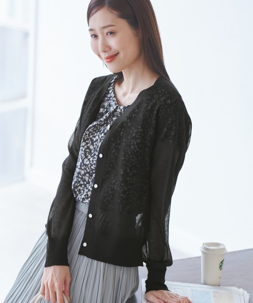 ROPE' PICNIC（ロペピクニック）の「LEVITAシアーニットカーディガン（カーディガン/ボレロ・レディース・ブラック/ライトグレー/その他2/ベージュ・38）」の11枚目の写真