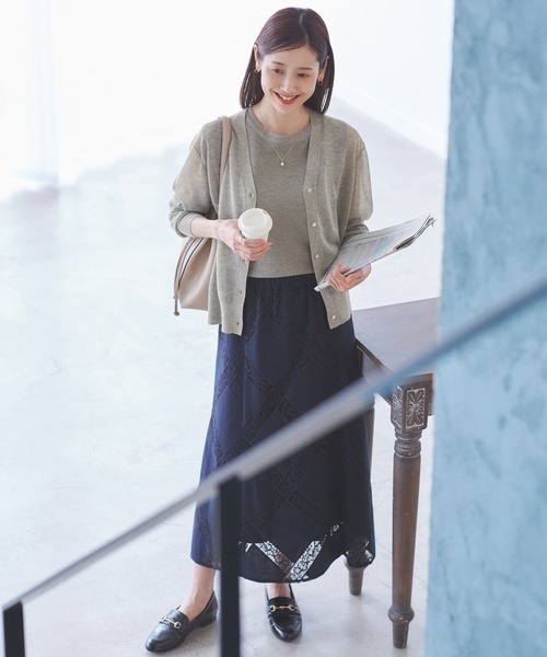 ROPE' PICNIC（ロペピクニック）の「LEVITAシアーニットカーディガン（カーディガン/ボレロ・レディース・ブラック/ライトグレー/その他2/ベージュ・38）」の12枚目の写真