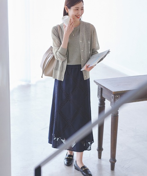 ROPE' PICNIC（ロペピクニック）の「LEVITAシアーニットカーディガン（カーディガン/ボレロ・レディース・ブラック/ライトグレー/その他2/ベージュ・38）」の5枚目の写真